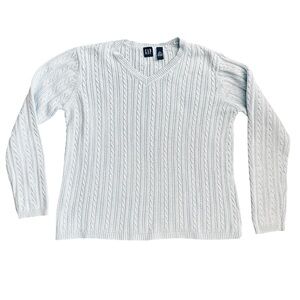 Vintage Y2K GAP Baby Blue Cable Knit V-Neck Sweater